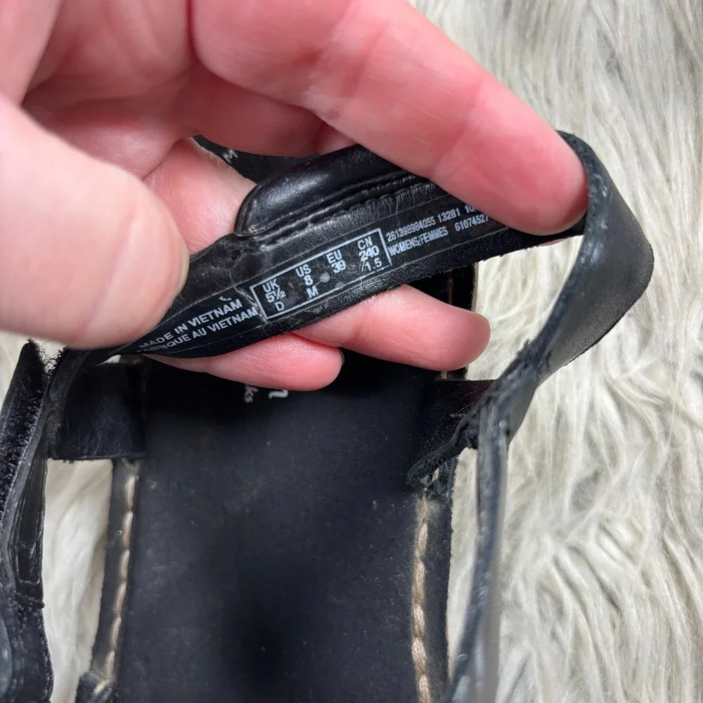 Clarks Women's 8 Black Leather Fisherman Sandals Coastal Preppy Nautical - Picture 4 of 5